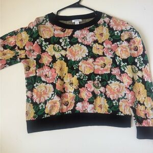 Nordstrom Floral Crew Neck Sweater - Black, Pink, Yellow, Green